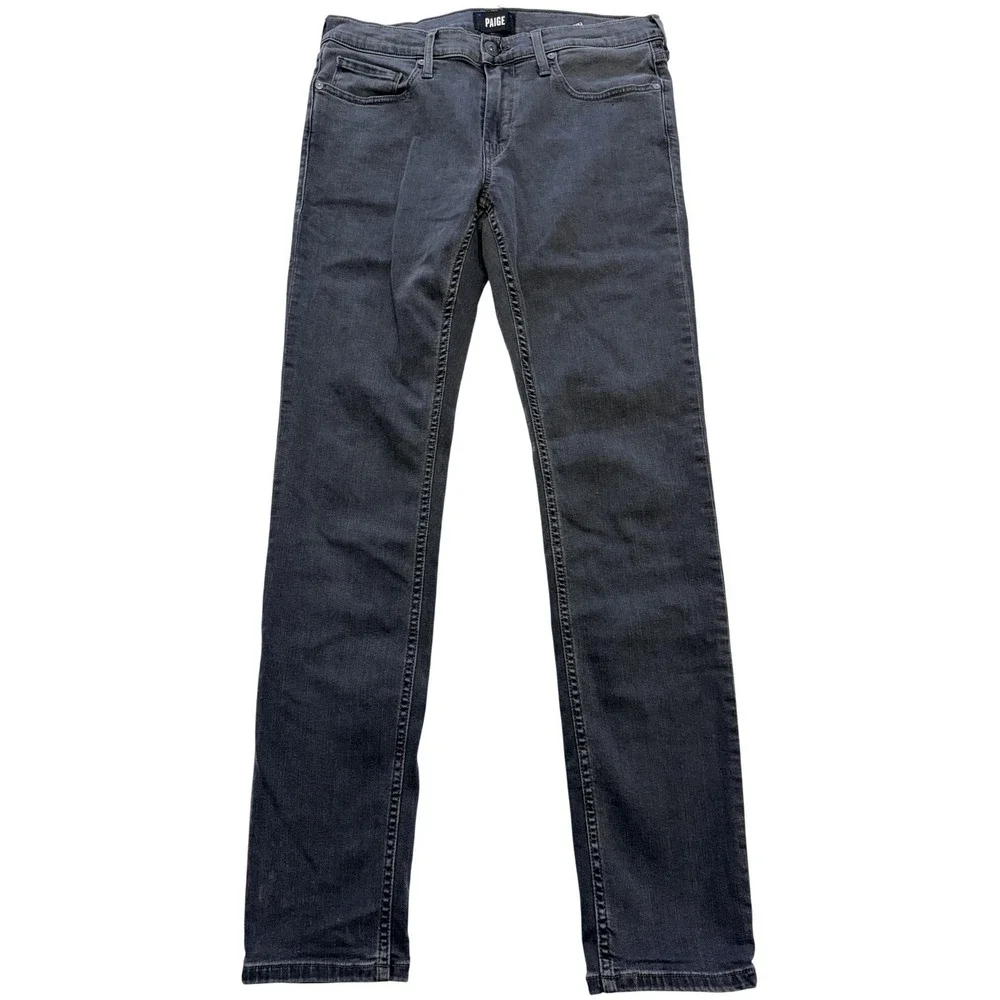Paige Jeans Mens 32x31 Gray Charcoal Wash Slim‎ Straight Fit Stretch Denim Pants